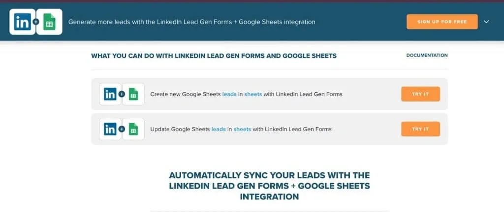 Integración de los formularios de generación de leads de LinkedIn con Google Sheets mediante LeadsBridge