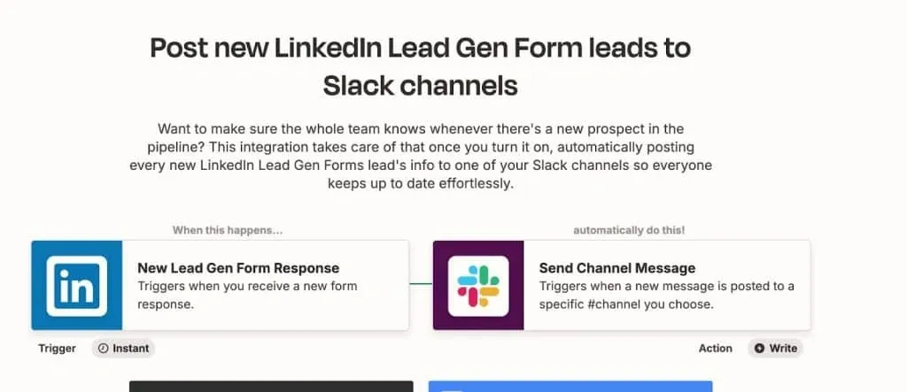 Webhook para integrar los formularios de generación de leads de LinkedIn con Slack