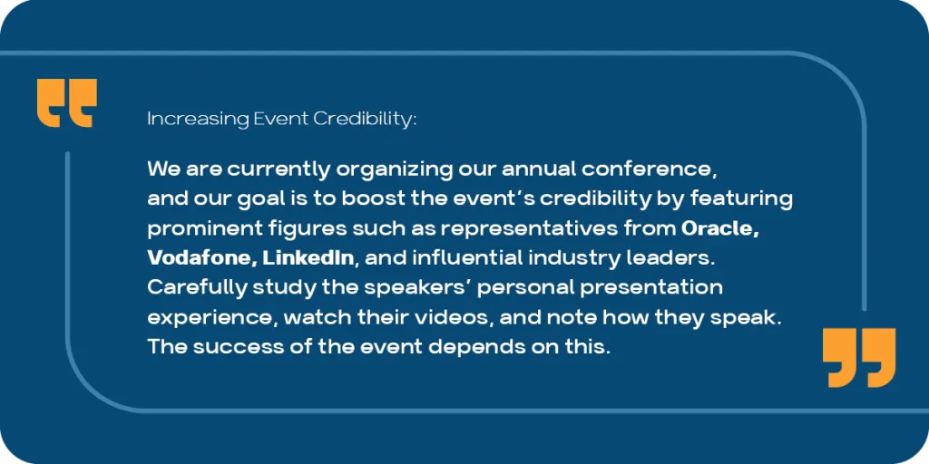 Aumentar a credibilidade do evento