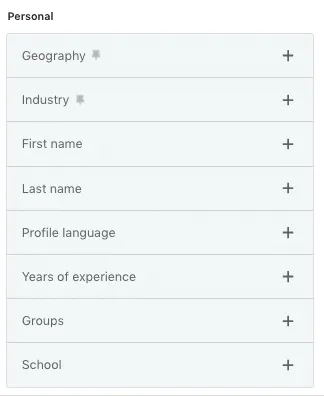 Personenfilter in Sales Navigator zur Definition der Zielgruppe für das LinkedIn-Automatisierungstool