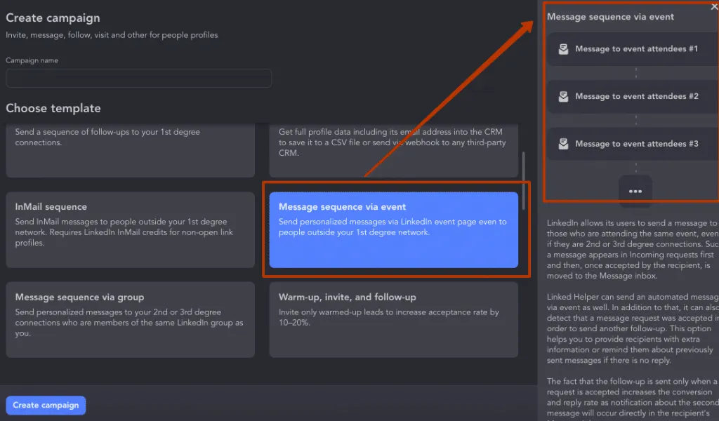 Nachricht an Veranstaltungsteilnehmer bzw. über Gruppen in Linked Helper