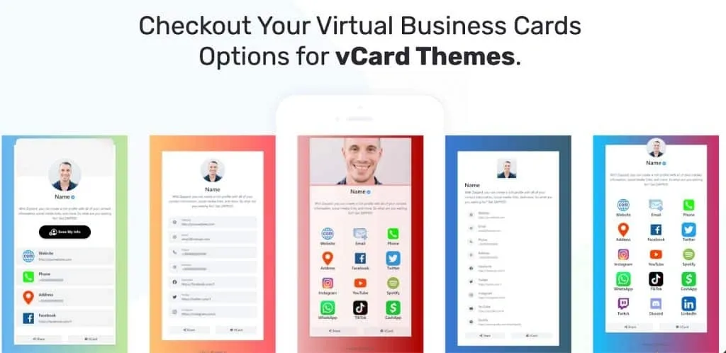 Tarjeta de presentación y URL de LinkedIn: captura de pantalla del servicio para crear una tarjeta de presentación virtual