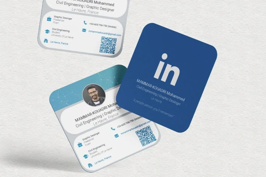 Ejemplos de LinkedIn en tarjetas de presentación: su perfil de LinkedIn en una tarjeta