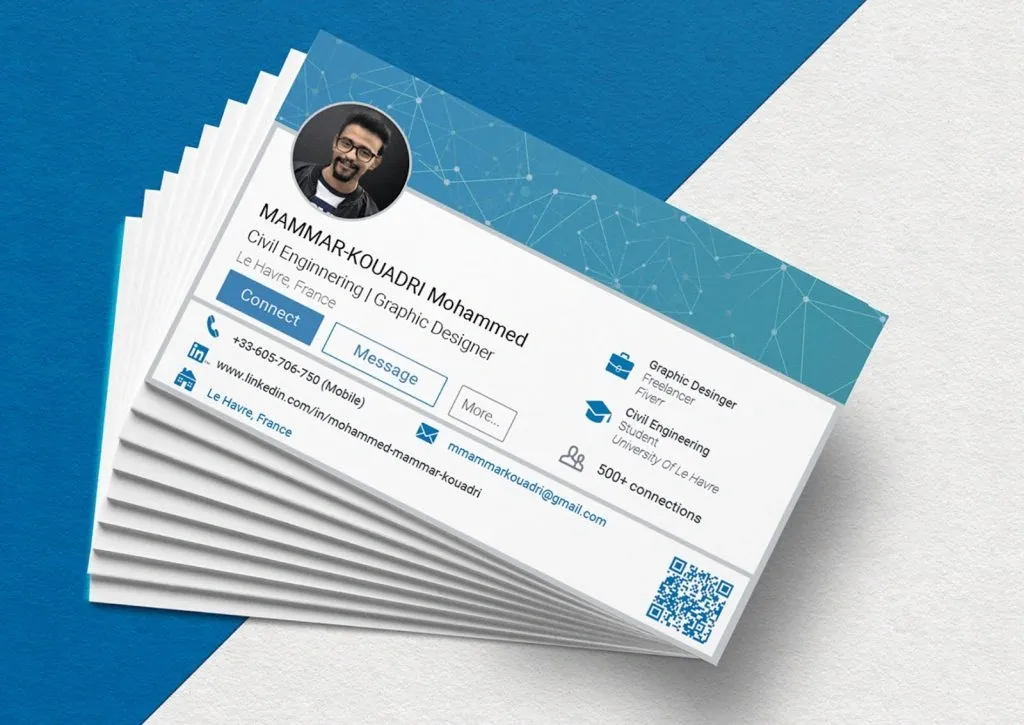 Ejemplos de LinkedIn en tarjetas de presentación: su perfil de LinkedIn en una tarjeta