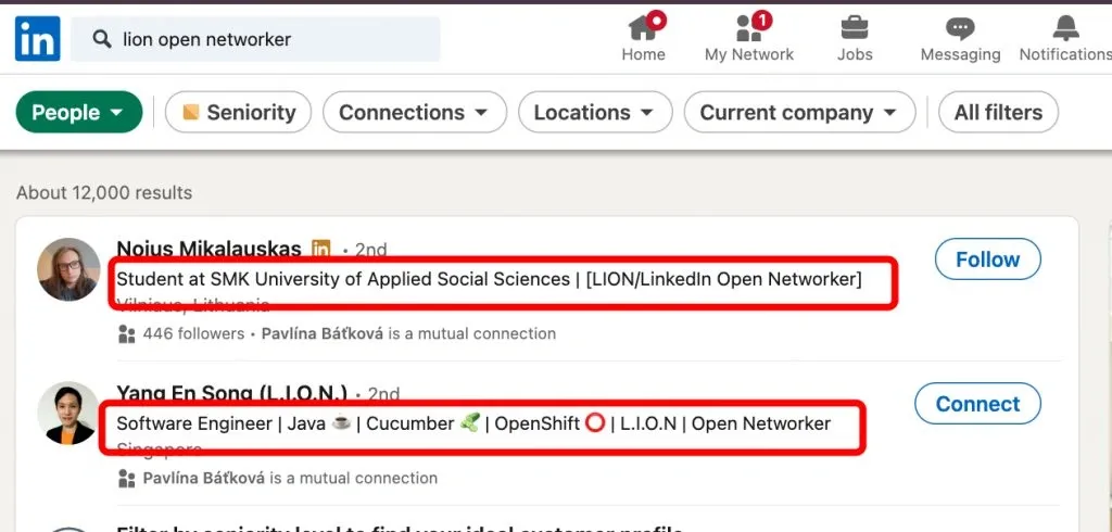 Ejemplo de LION en LinkedIn