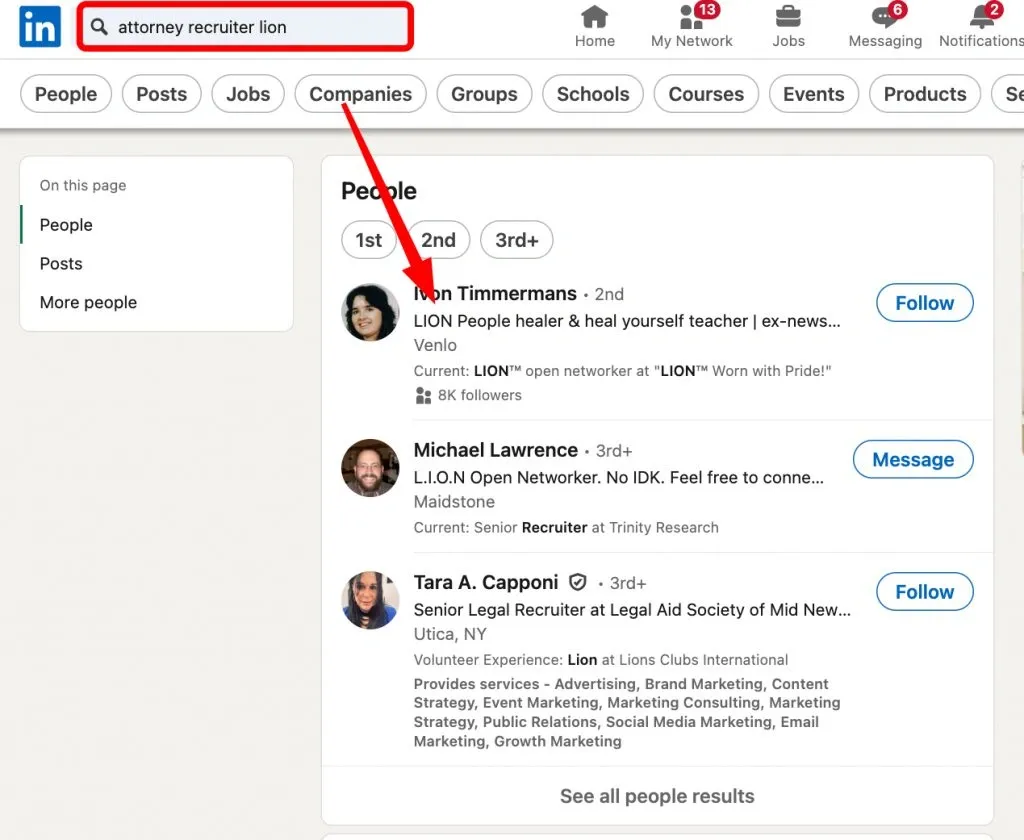 Cómo encontrar usuarios LION de LinkedIn con palabras clave