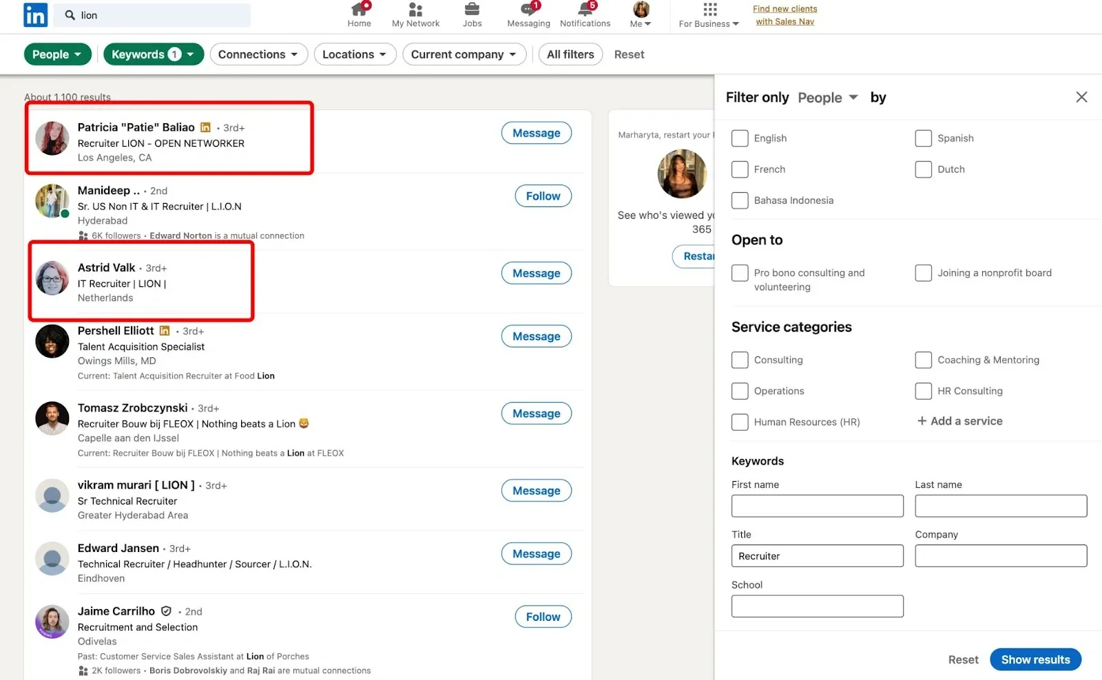 Cómo encontrar usuarios LION de LinkedIn con filtros avanzados