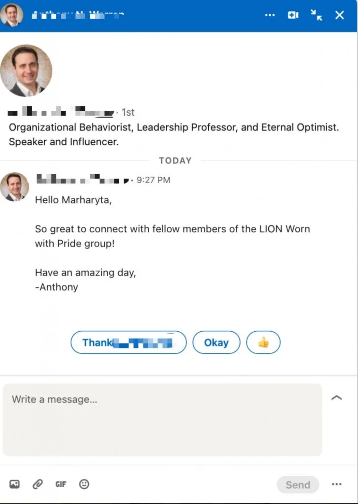 Ejemplo de mensaje mediante un grupo LION