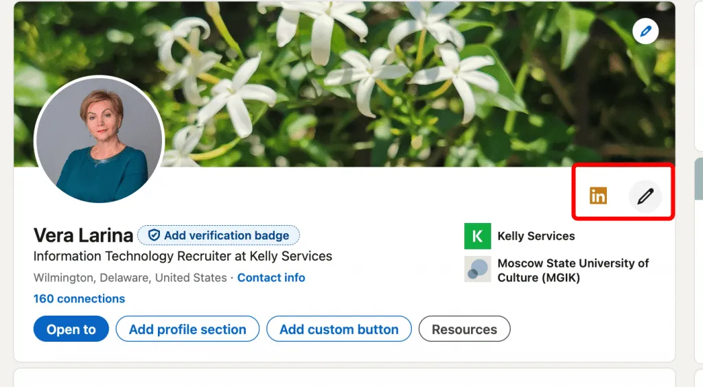 how to enable open profile on linkedin edit pencil button.