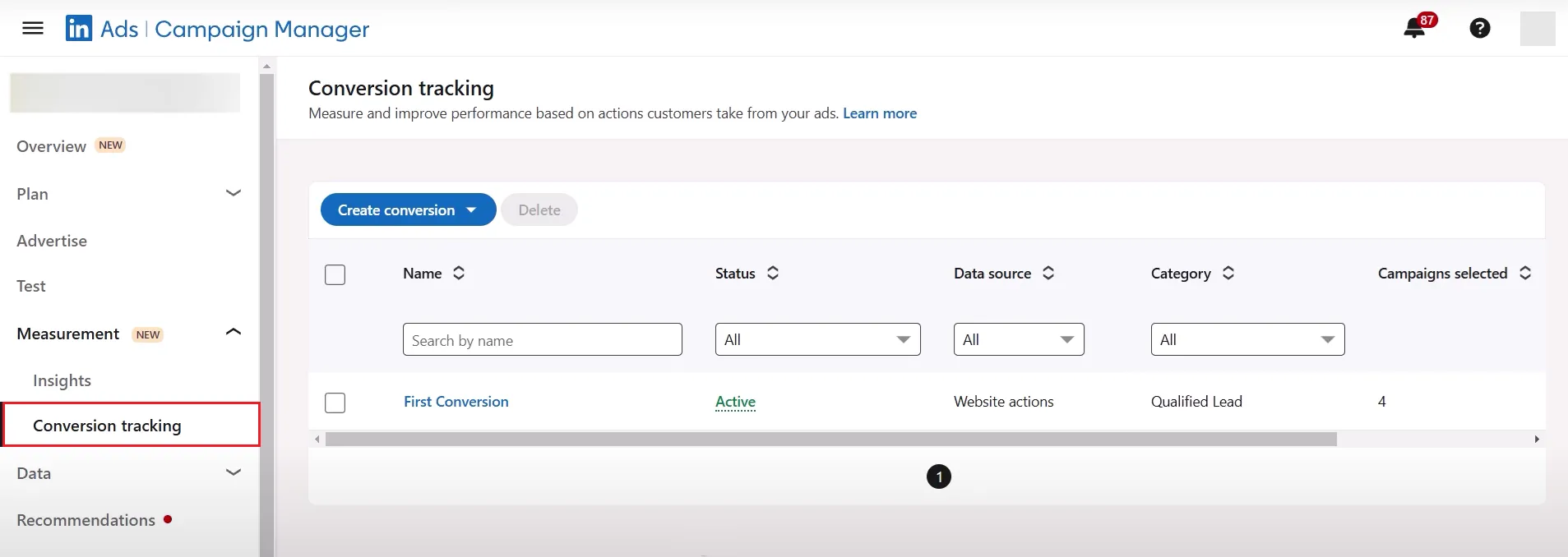 LinkedIn Pixel Conversion Tracking Dashboard