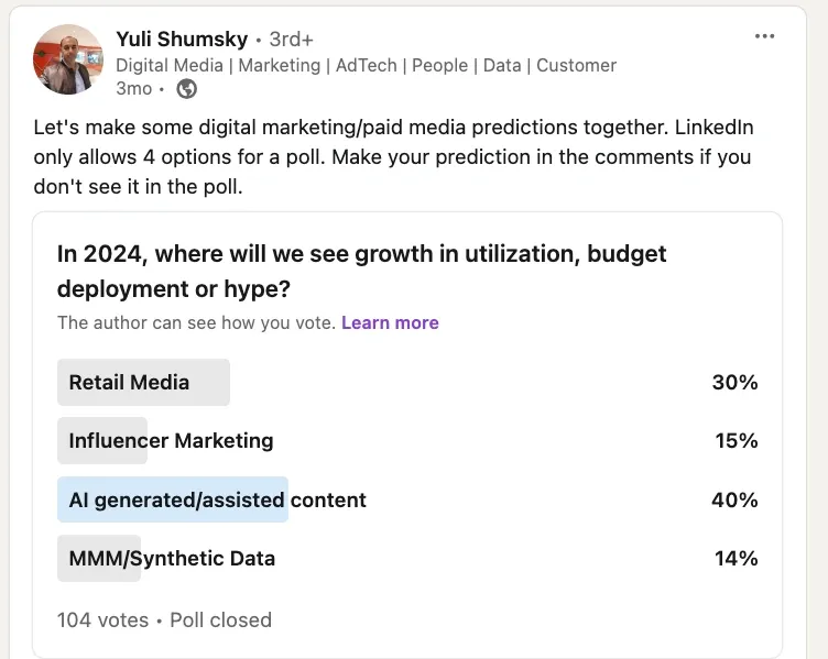 LinkedIn-Umfragen zur Leadgenerierung – Screenshot eines Beitrags über Branchentrends