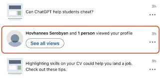 Notificação de visualização de perfil do LinkedIn com o modo privado desativado