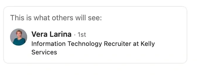 exemplo de visualização pública no LinkedIn
