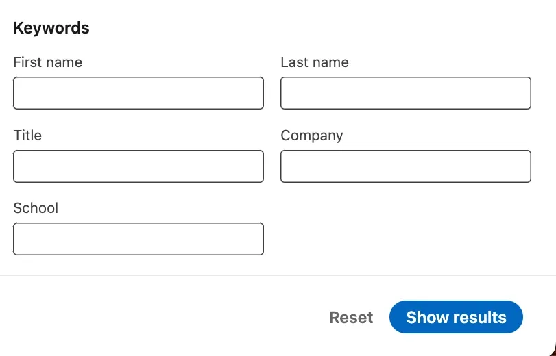 Screenshot der Keyword-Bereiche auf LinkedIn.