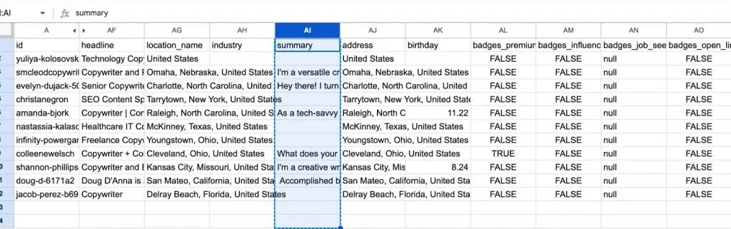 Fertige Linked Helper-CSV-Datei mit allen ausgefüllten Feldern.