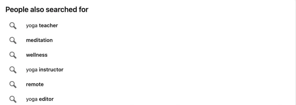 Entdecken Sie weitere Suchideen auf LinkedIn, indem Sie durch den Bereich „People also searched for“ scrollen.