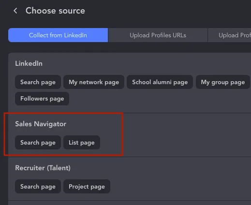 Leads aus der Such- oder Listenseite von LinkedIn Sales Navigator exportieren