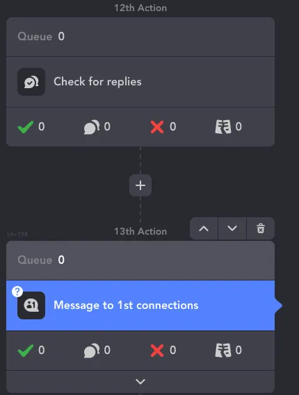 Aktion „Check for replies“ im LinkedIn-Vertrieb