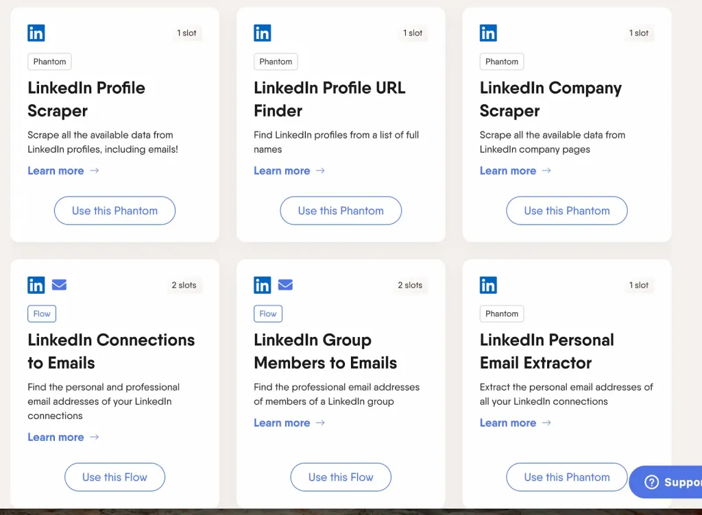 Phantoms du scraper de données LinkedIn