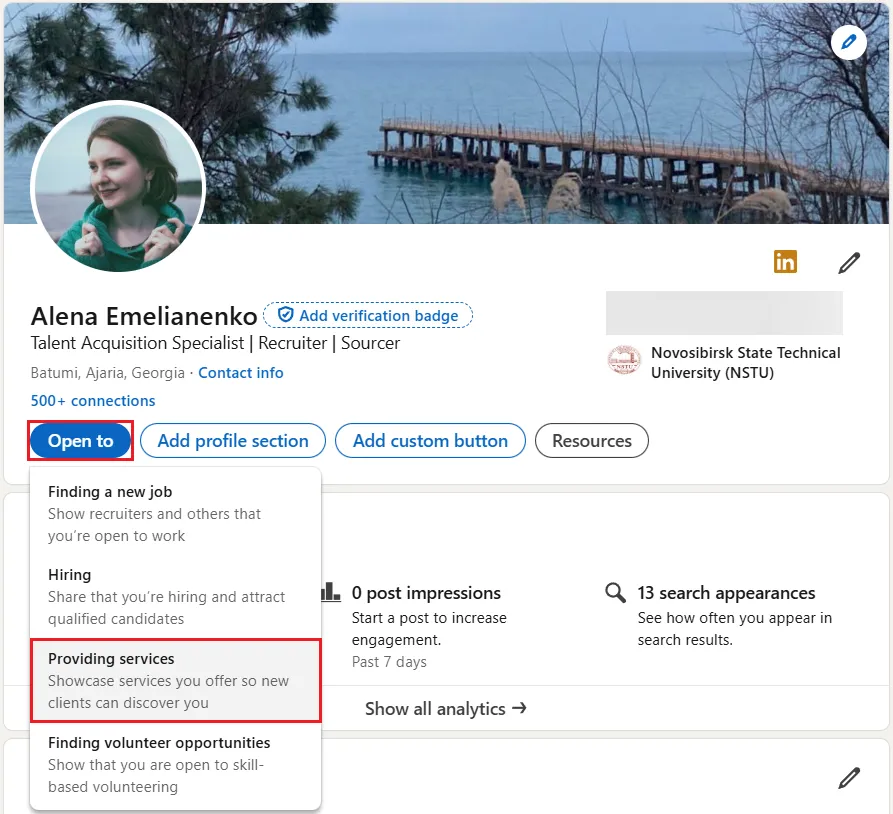 LinkedIn Service Page
