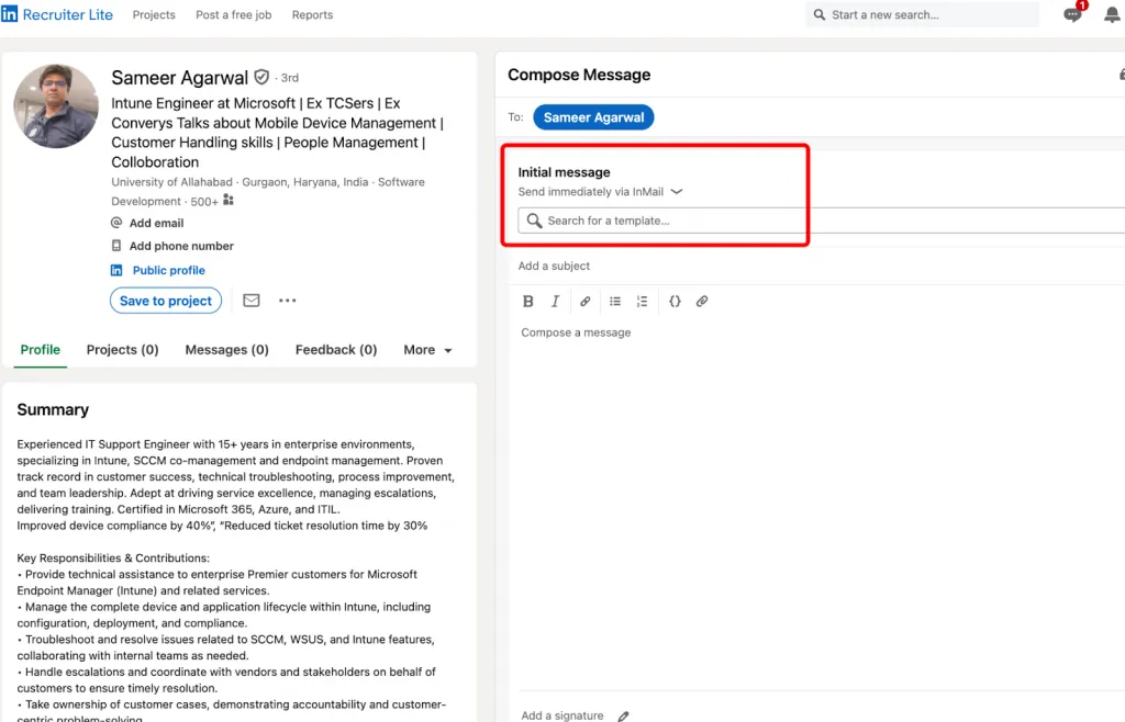 Produkte von LinkedIn Talent Solutions: personalisierte InMails