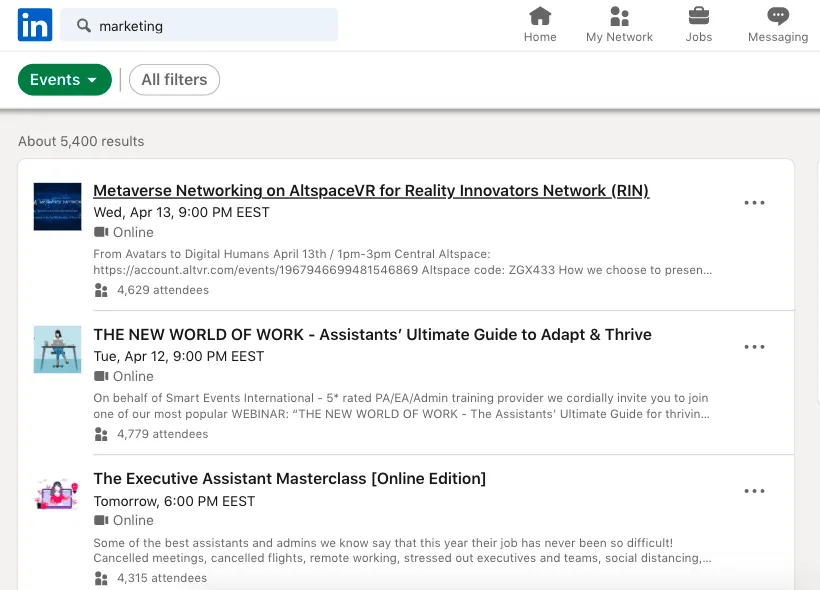 Invite a personas a seguir su página de LinkedIn para el marketing de eventos