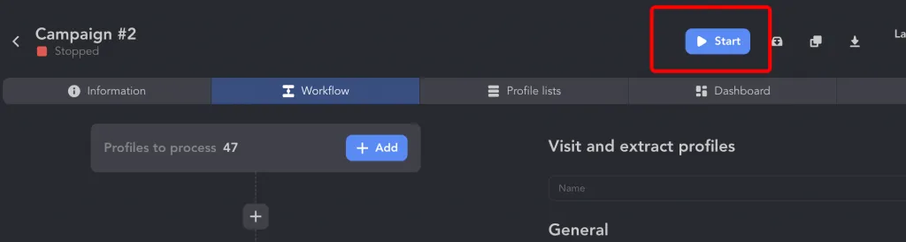 Kampagne für Profilbesuche in Linked Helper starten