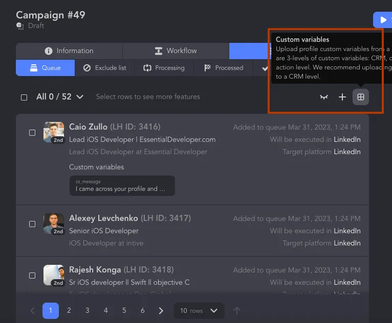 Ajout d’une variable personnalisée dans Linked Helper pour la vente B2B
