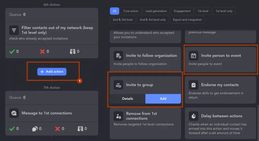Invitation automatique à un événement et à un groupe pour la vente B2B