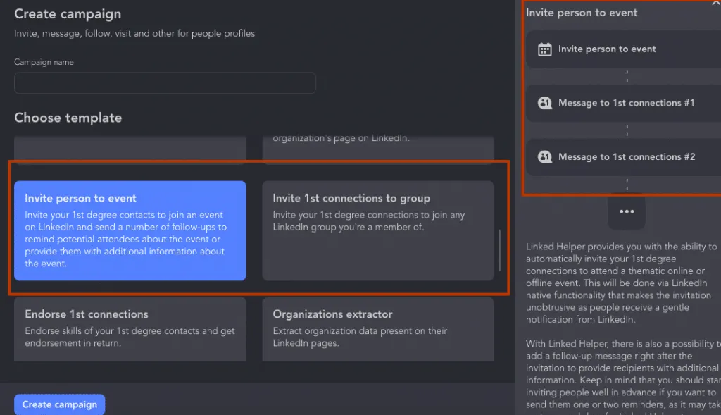 Invitation automatique à un événement ou à un groupe pour la vente B2B