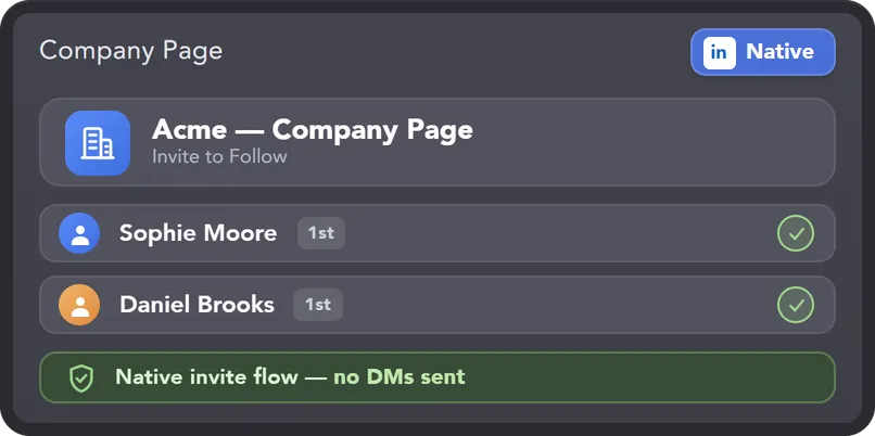 Native LinkedIn Invite Flow