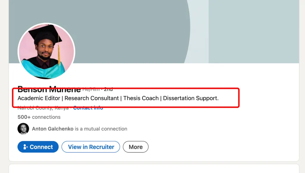 exemplo de título do perfil para scraper de ofertas de emprego no LinkedIn