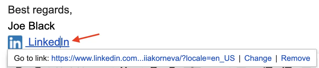 Preview of LinkedIn Button in Email
