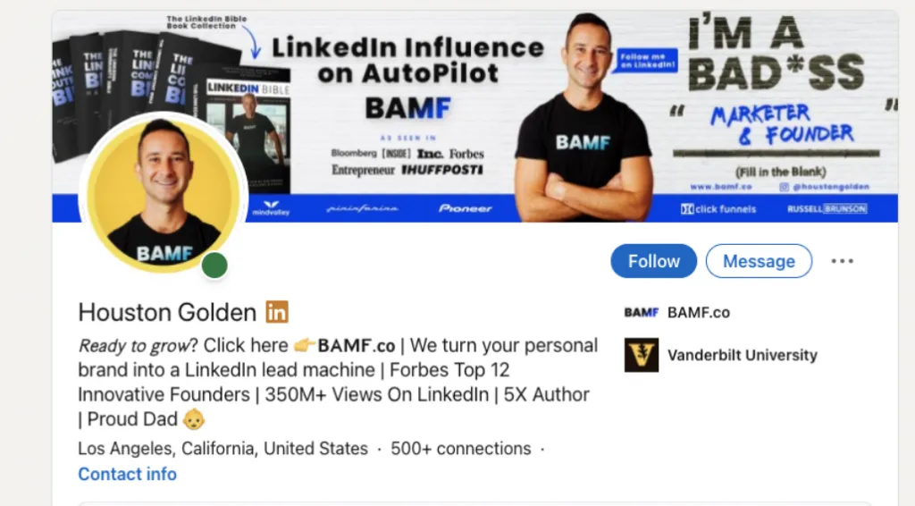 Screenshot eines LinkedIn-Profils