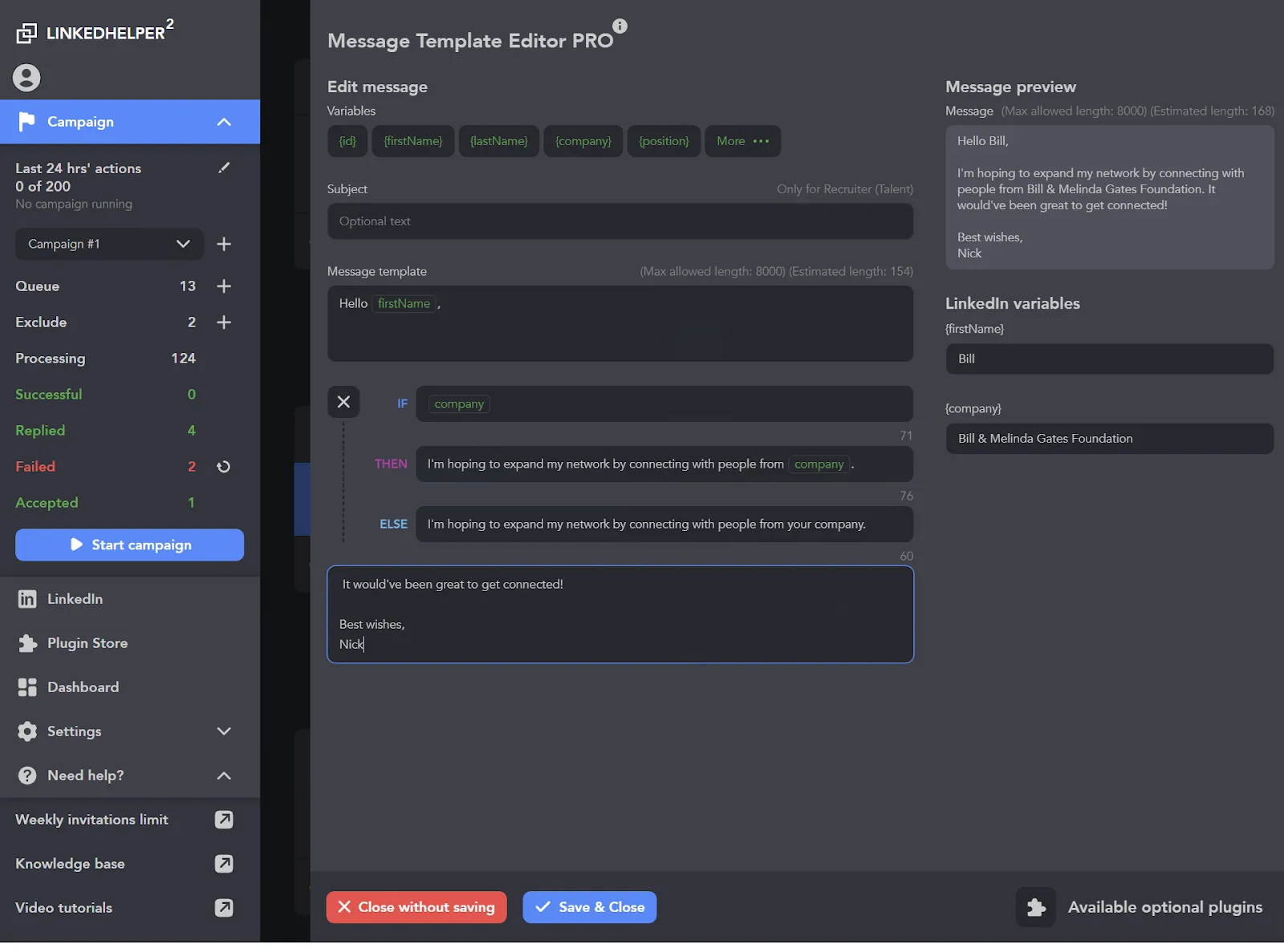 If-Then-Else in Linked Helper als Alternative zum LinkedIn Recruiter-Abonnement
