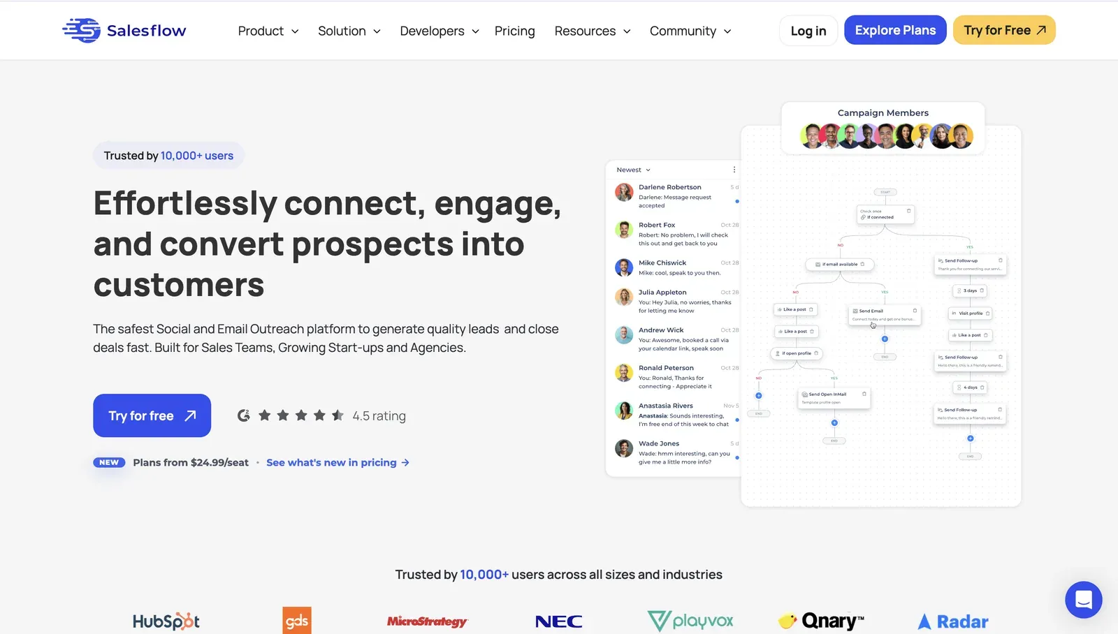 Salesflow home page, June 2026