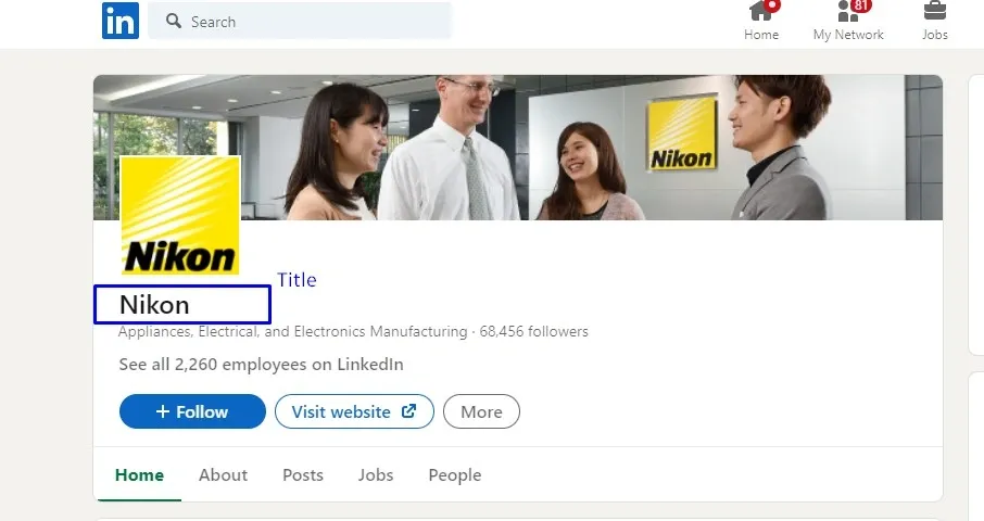 Metaetiqueta de título de LinkedIn