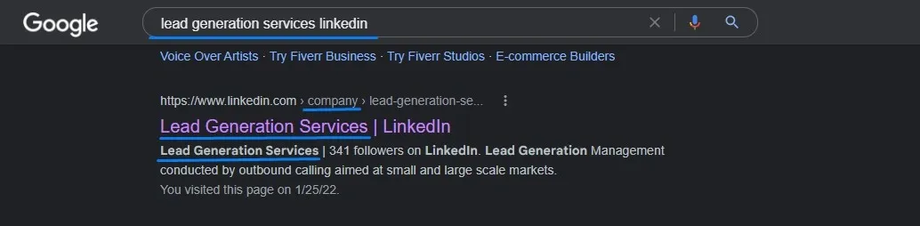 Página de LinkedIn optimizada para SEO