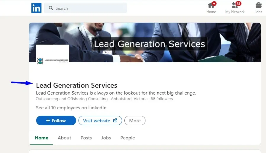 Página de LinkedIn optimizada para SEO