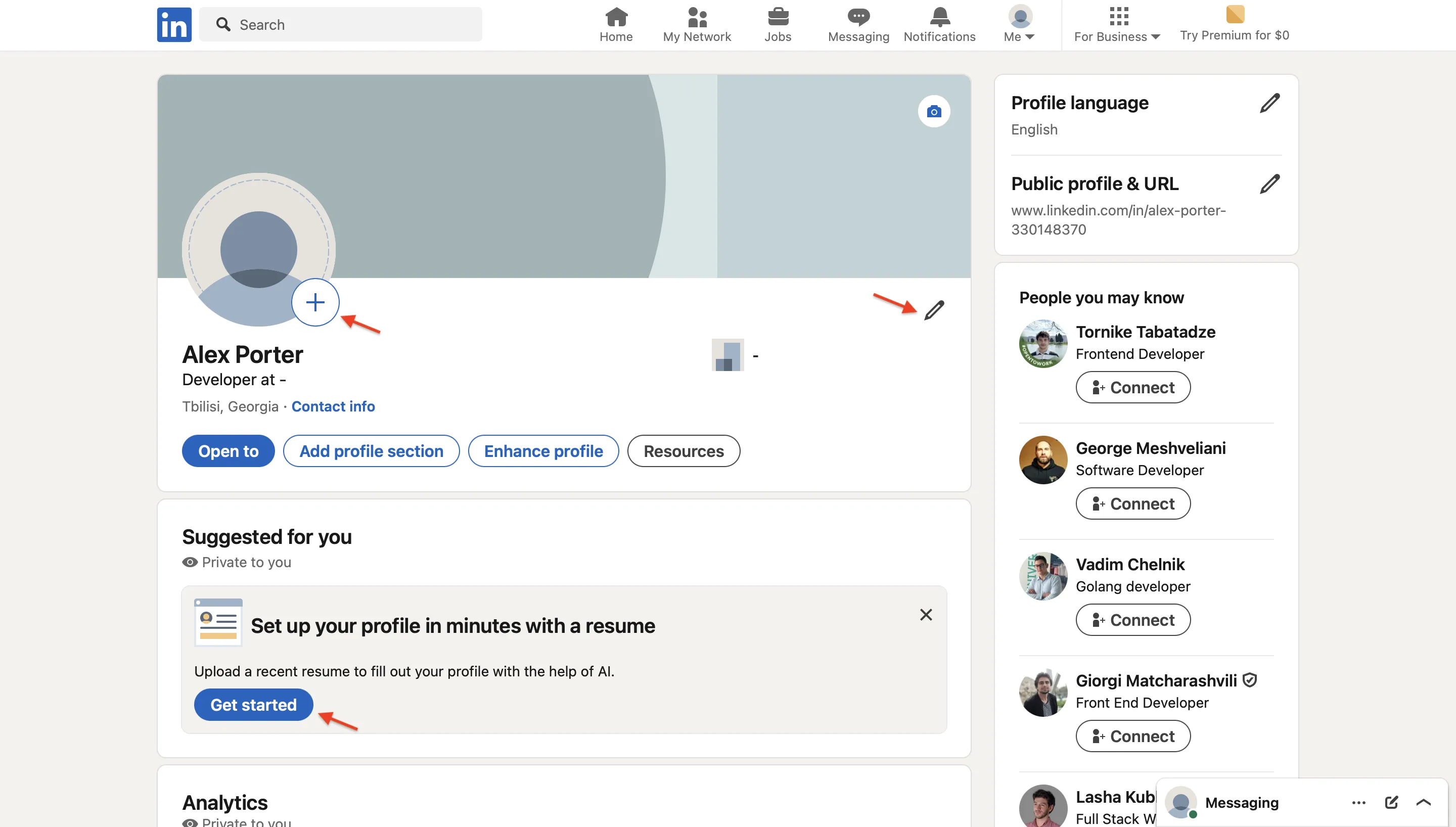 Setup Screen After Sign Up