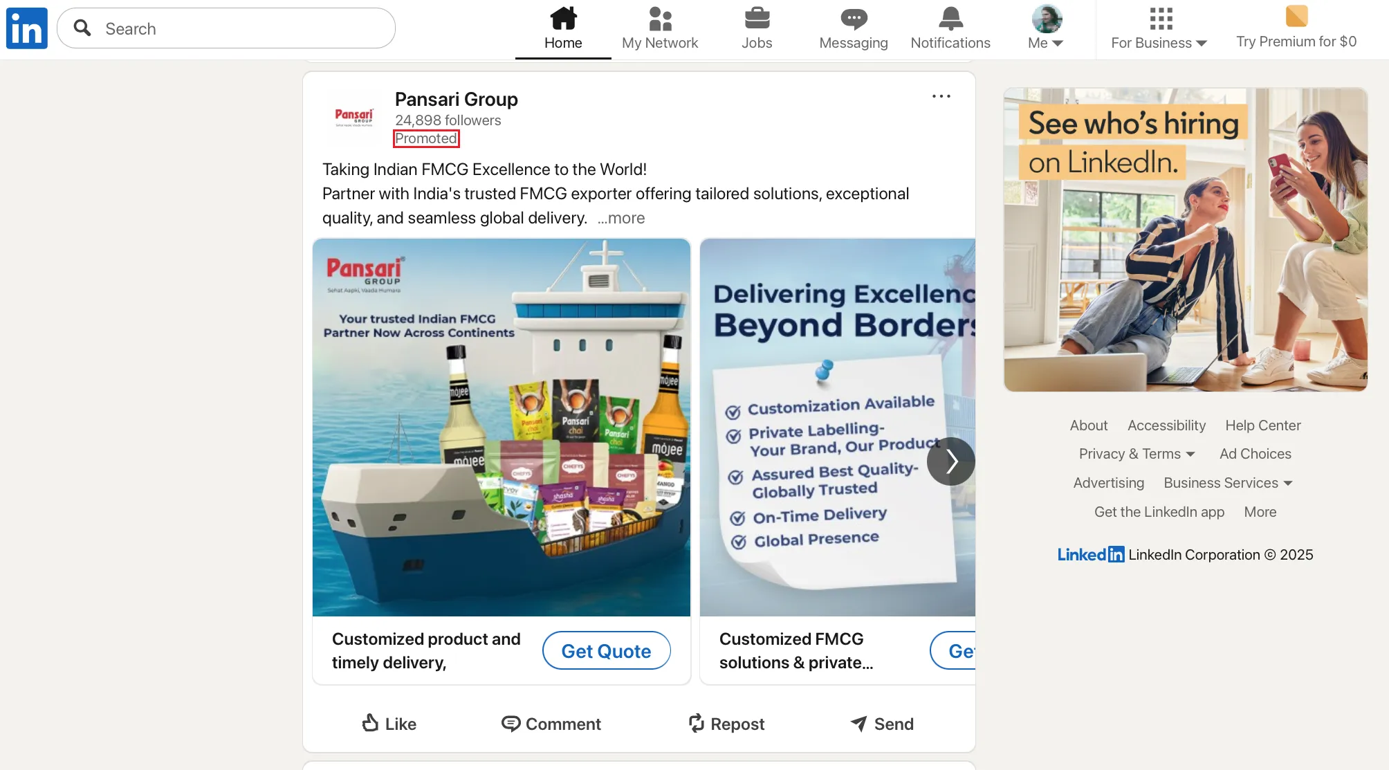 Sponsored Content Carousel Ad Example Li Feed