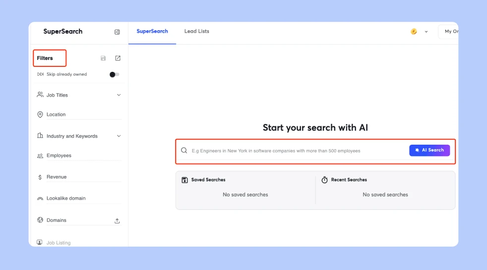 SuperSearch, enriquecimento e visitantes do site