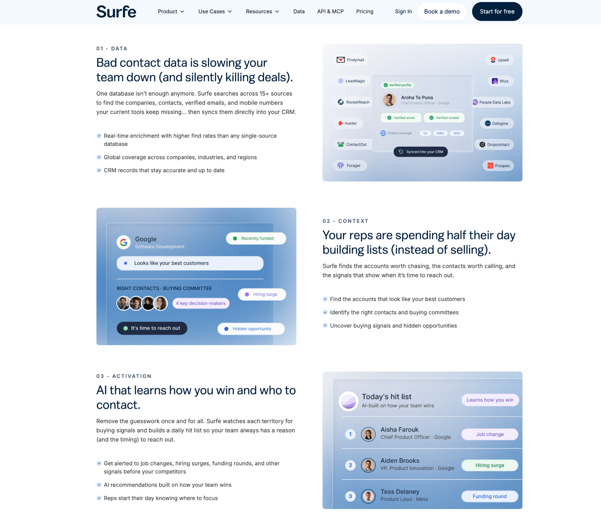 Surfe App, Unternehmens- und Personensuche, Listen und Lookalikes