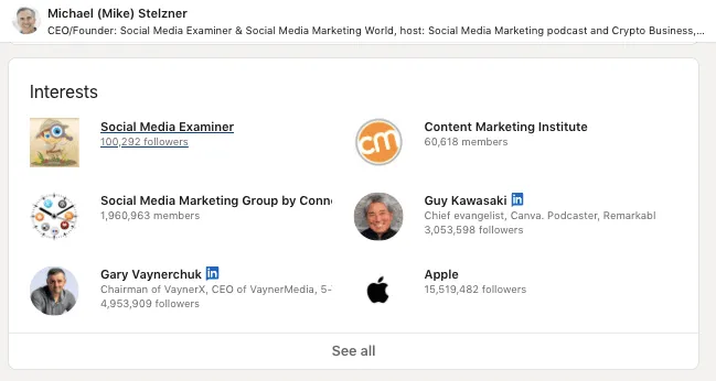 lista de grupos de LinkedIn