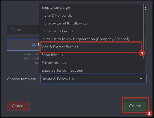 campaña Visit and Extract de Linked Helper para perfiles