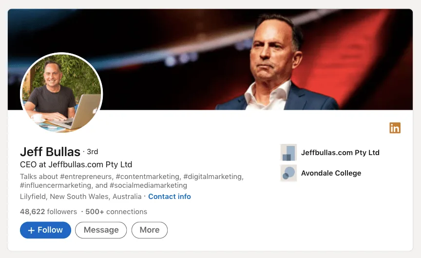 Influencers de marketing en LinkedIn: Jeff Bullas