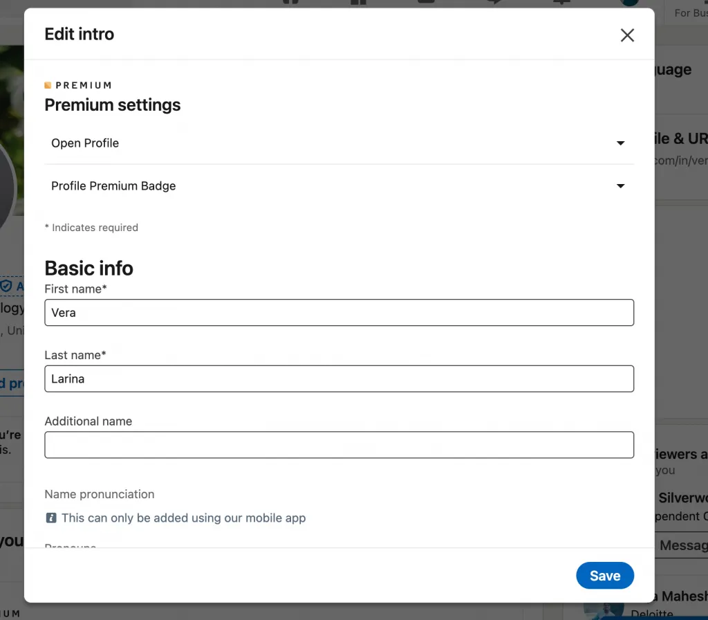 Mein LinkedIn-Profil anzeigen – Vorschau eines offenen Profils in LinkedIn Premium