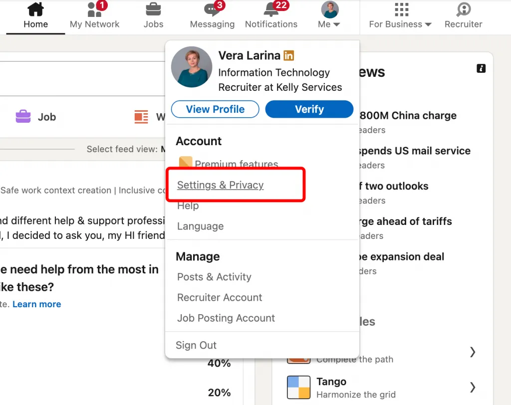 LinkedIn-Profil anzeigen – Einstellungen zum Wechsel in den anonymen Modus