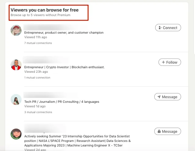 LinkedIn-Profil anzeigen – Liste der Personen, die Ihr Profil aufgerufen haben