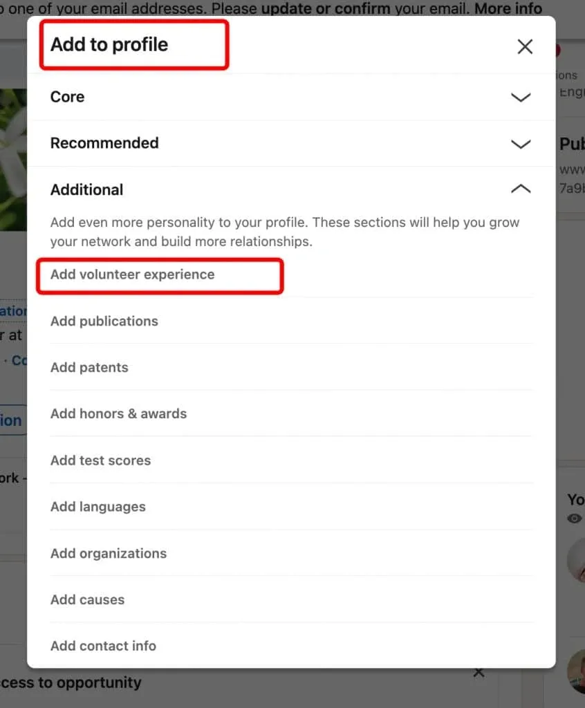 Añadir voluntariado al perfil de LinkedIn